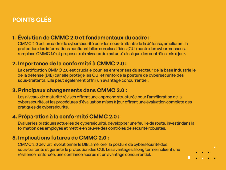 Êtes-vous prêt pour le CMMC 2.0 - POINTS CLÉS