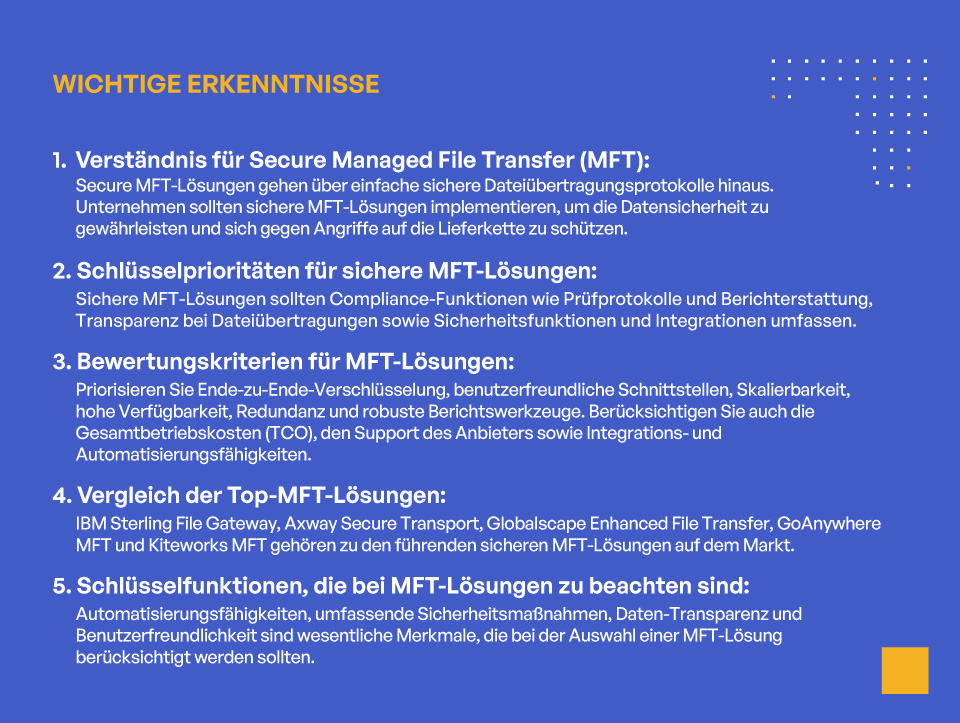 Beste sichere Managed-File-Transfer-Lösungen für Unternehmen - WICHTIGE ERKENNTNISSE