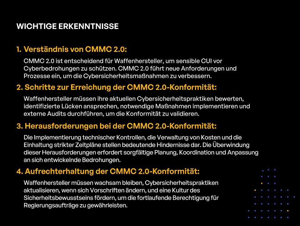 CMMC 2.0 Compliance für Waffenhersteller - WICHTIGE ERKENNTNISSE