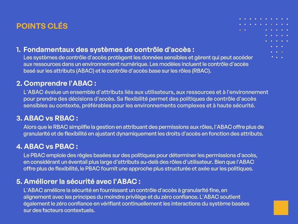 Contrôle d'Accès Basé sur les Attributs (ABAC) - Points Clés