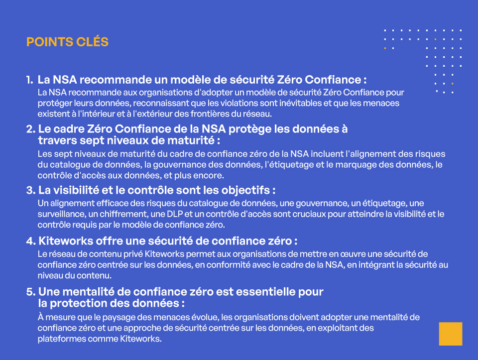 L'avancement de la maturité Zero Trust de la NSA à travers le pilier des données : Un guide complet - Points clés