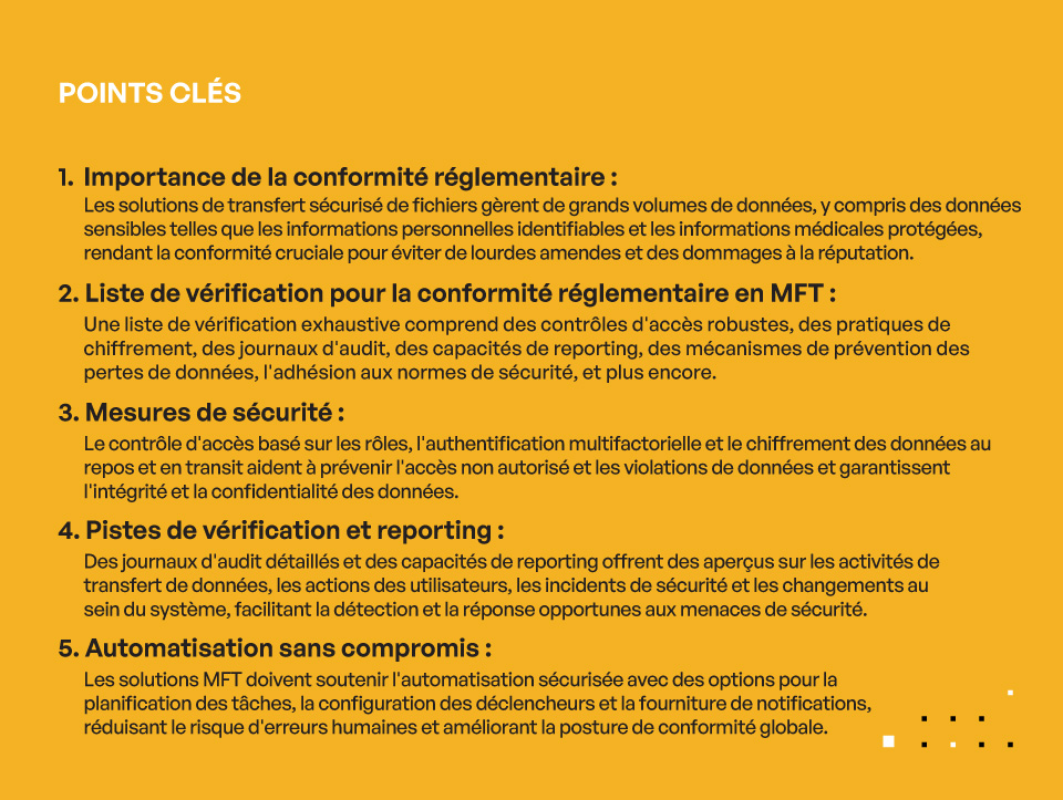 MFT pour la conformité réglementaire : Votre liste de contrôle complète - POINTS CLÉS