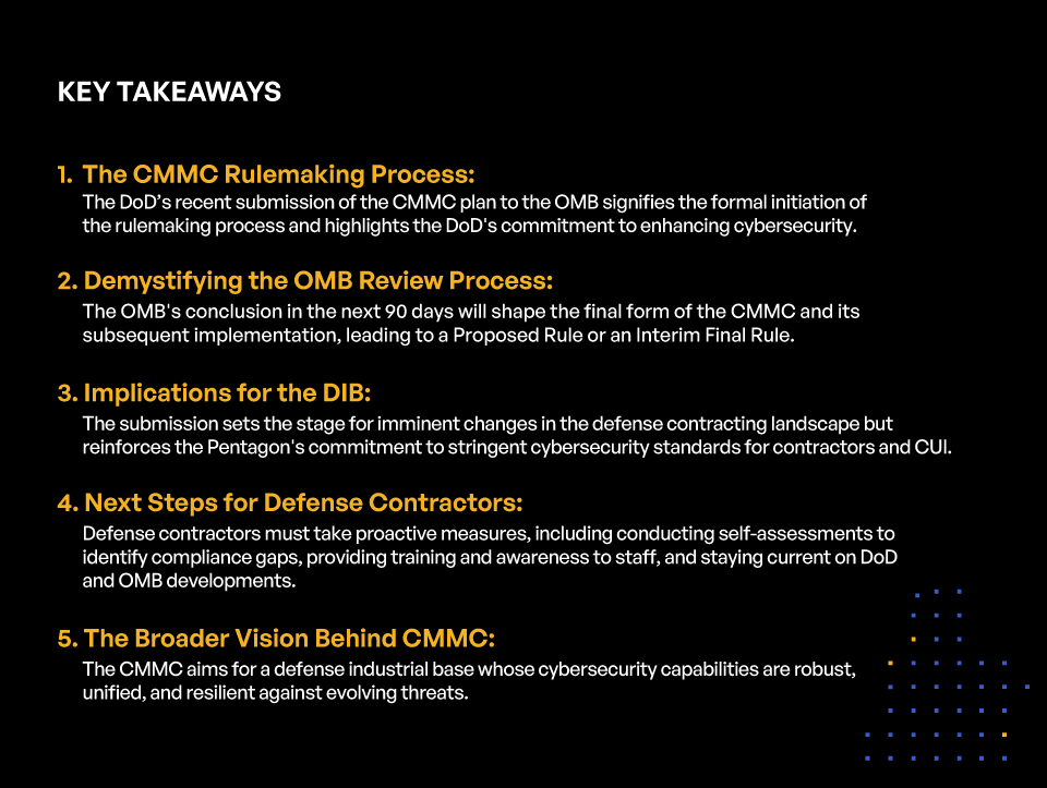 The CMMC Rulemaking Process: Understanding the DoD’s Submission to the OMB – Key Takeaways