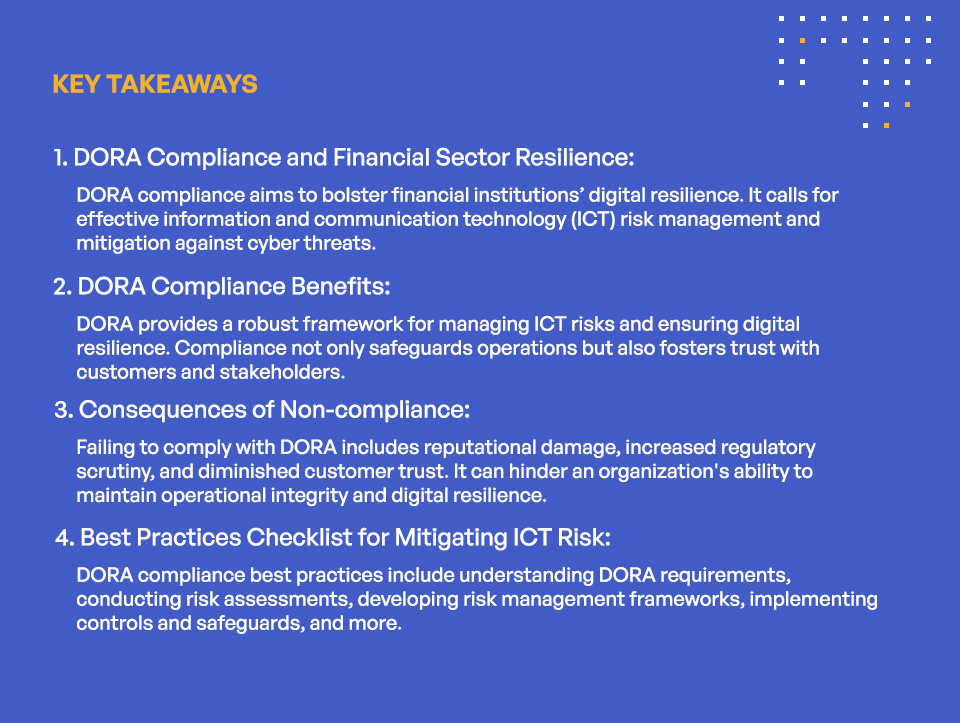 DORA Compliance Checklist for Mitigating ICT Risk - Key Takeaways