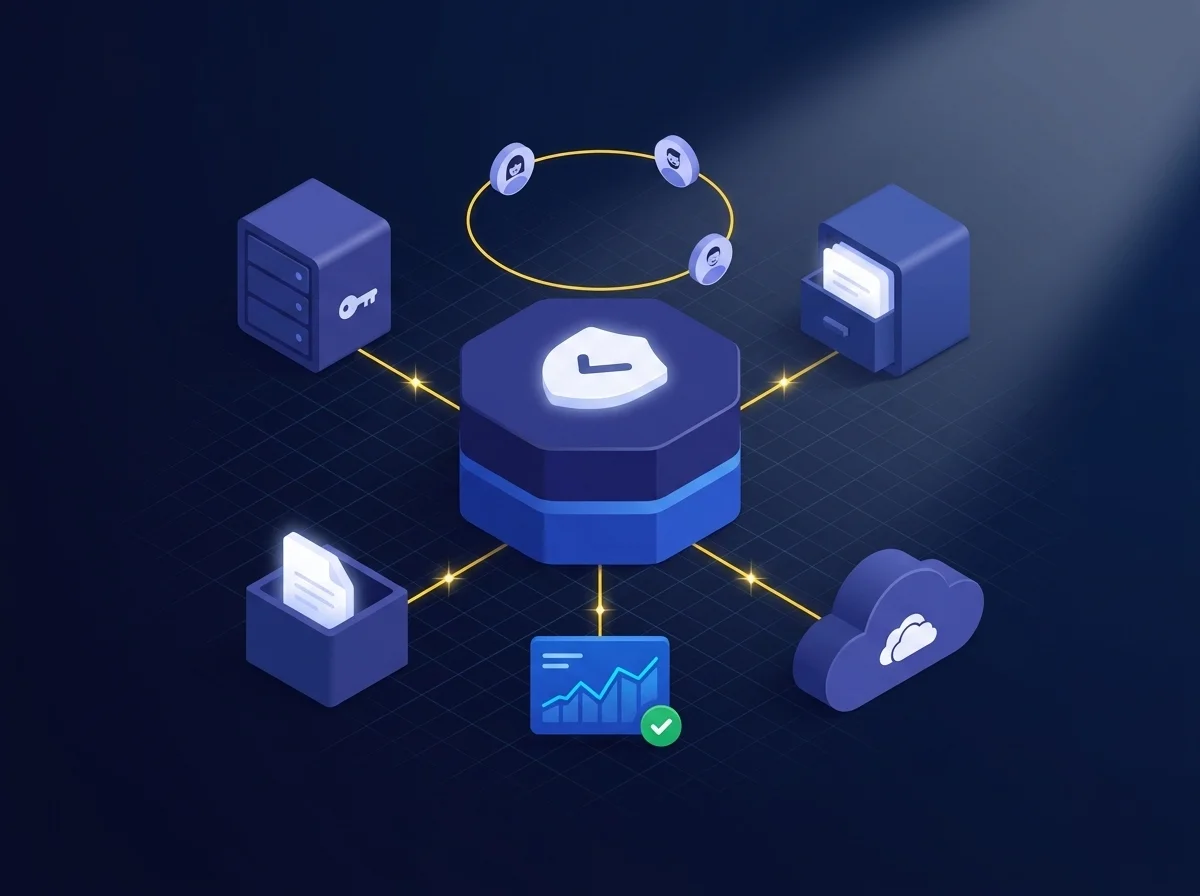 Govern Sensitive Data Wherever It’s Stored Illustration showing how Kiteworks helps CISOs govern, track, and secure sensitive data across on-premises, cloud, and device storage locations.